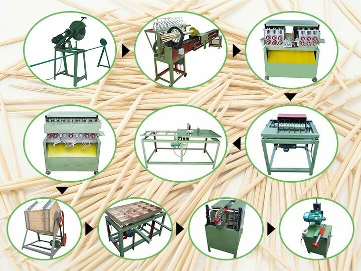 Ligne de machines de fabrication de cure-dents en bambou